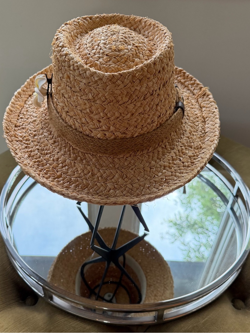 Woven Straw Fedora Hat in Natural Straw
